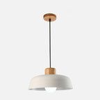 Contemporary Nordic Round Pot Lid Shape Wood Iron 1-light Pendant Light for Living Room BulbSquare