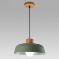 Contemporary Nordic Round Pot Lid Shape Wood Iron 1-light Pendant Light for Living Room BulbSquare