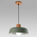 Contemporary Nordic Round Pot Lid Shape Wood Iron 1-light Pendant Light for Living Room BulbSquare