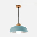 Contemporary Nordic Round Pot Lid Shape Wood Iron 1-light Pendant Light for Living Room BulbSquare