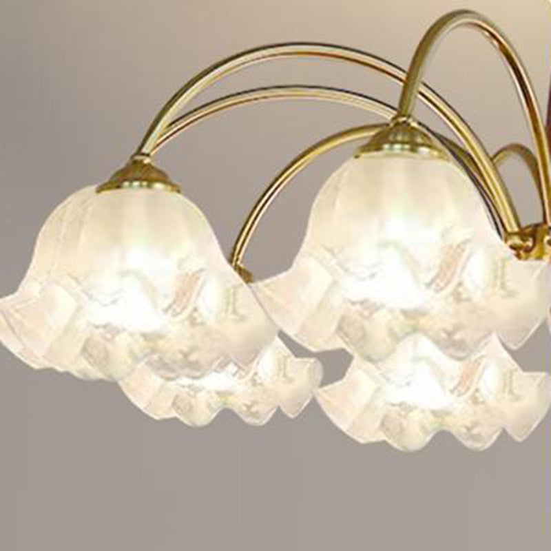 Traditional Vintage Branch Curved Rod Flower Wood Iron Frame Acrylic 3/6/8/10 Light Semi-Flush Mount Ceiling Light For Living Room