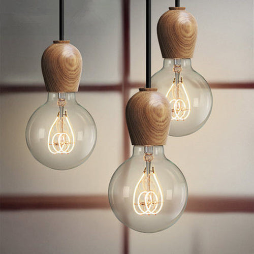 Modern Minimalist Dome Solid Wood 1-Light Pendant Light For Living Room