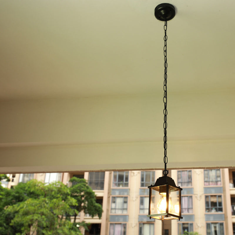 Modern Minimalist Waterproof Rectangular Aluminum Glass 1-light Pendant Light for Outdoor Patio