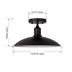 Contemporary Industrial Round Iron 1-light Semi-flush Mount Ceiling Light for Living Room