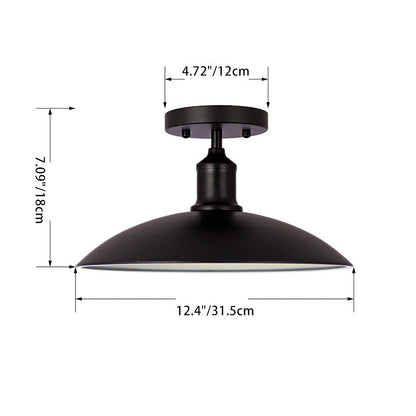 Contemporary Industrial Round Iron 1-light Semi-flush Mount Ceiling Light for Living Room