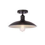 Contemporary Industrial Round Iron 1-light Semi-flush Mount Ceiling Light for Living Room