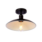 Contemporary Industrial Round Iron 1-light Semi-flush Mount Ceiling Light for Living Room