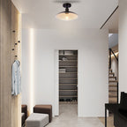 Contemporary Industrial Round Iron 1-light Semi-flush Mount Ceiling Light for Living Room