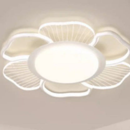 Modern Minimalist Round Flower Iron Plastic LED Flush Mount Ceiling Light for Bedroom