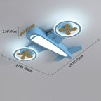 Contemporary Creative Kids Airplane Iron Acrylic LED Flush Mount Ceiling Light For Bedroom