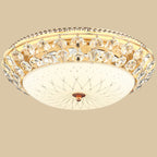 Modern Luxury Round Dome Alloy Glass LED Flush Mount Ceiling Light For Living Room