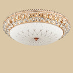 Modern Luxury Round Dome Alloy Glass LED Flush Mount Ceiling Light For Living Room