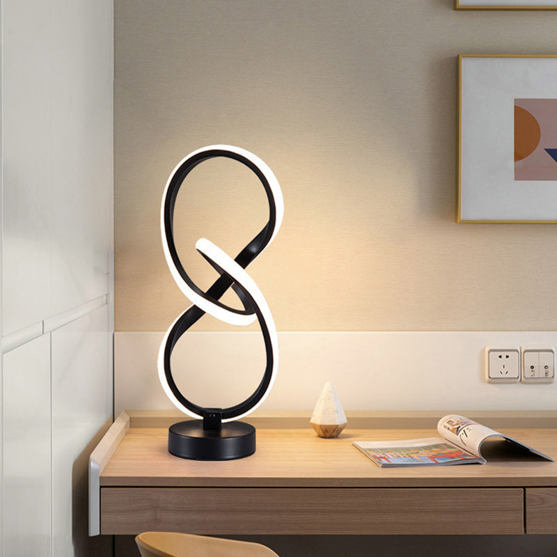 Modern Simplicity Irregular Lines Aluminum Silicone LED Table Lamp For Bedroom Lumendat