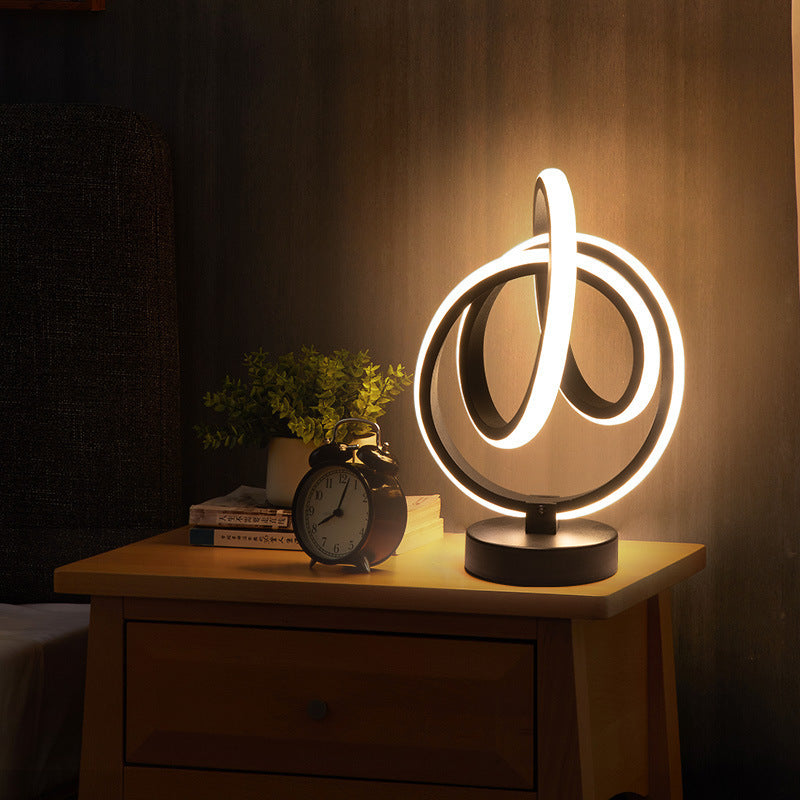 Modern Simplicity Irregular Lines Aluminum Silicone LED Table Lamp For Bedroom Lumendat