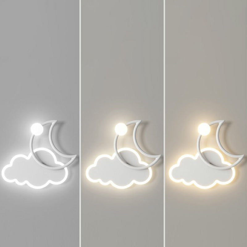 Lumendat Modern Minimalist Kids Cloud Moon Round Iron Acrylic LED Wall Sconce Lamp For Bedroom Lumendat