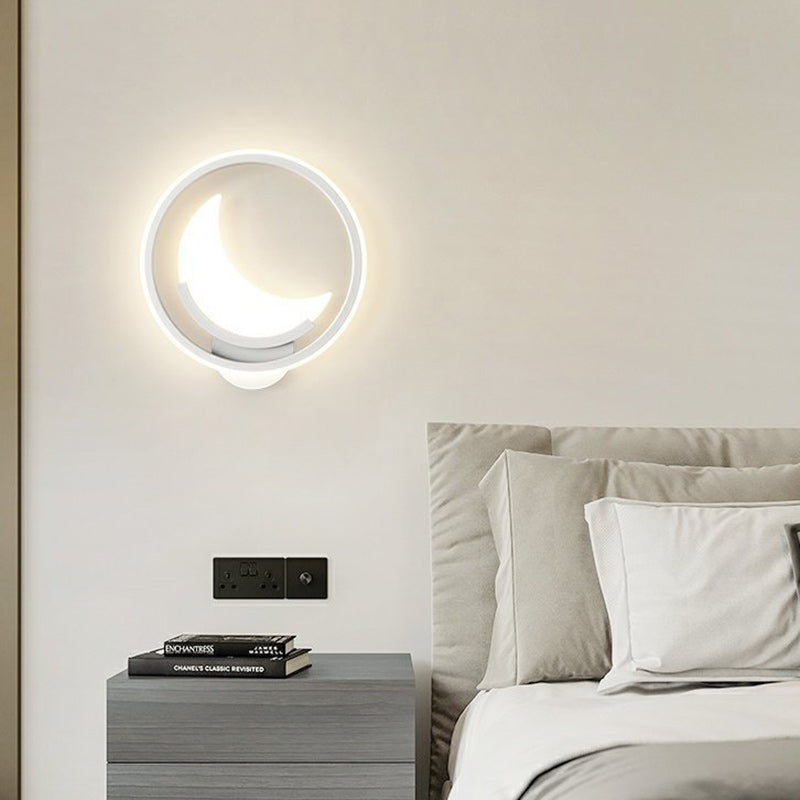 Lumendat Modern Minimalist Kids Cloud Moon Round Iron Acrylic LED Wall Sconce Lamp For Bedroom Lumendat