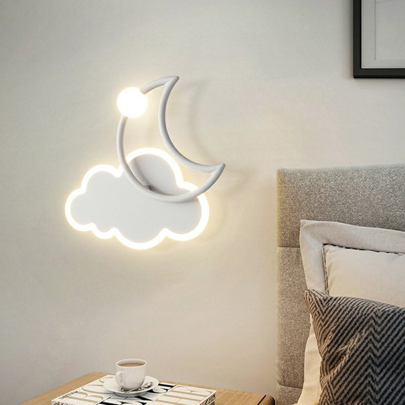 Lumendat Modern Minimalist Kids Cloud Moon Round Iron Acrylic LED Wall Sconce Lamp For Bedroom Lumendat