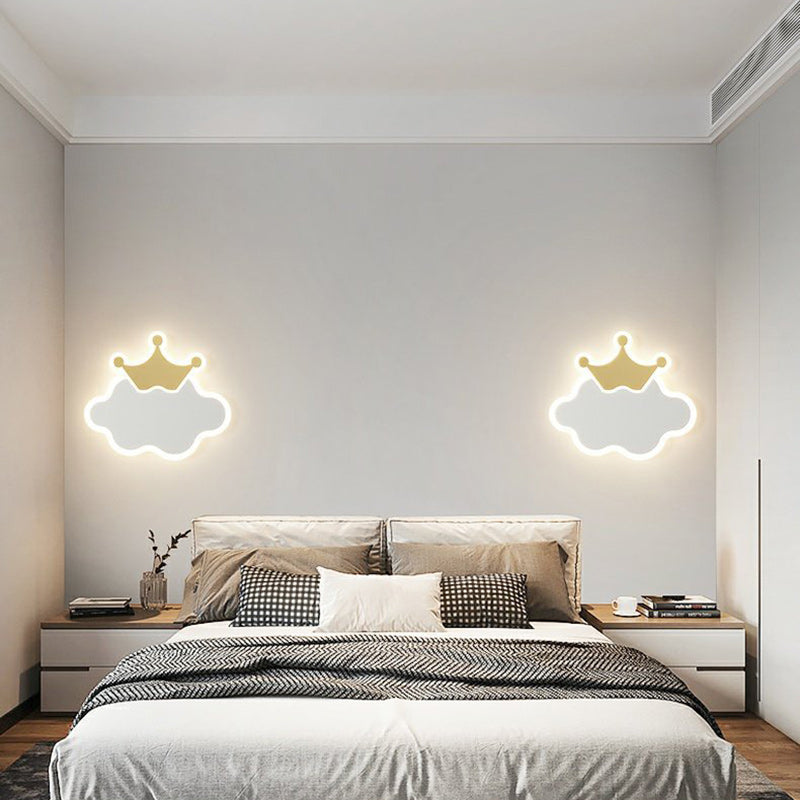Lumendat Modern Minimalist Kids Cloud Moon Round Iron Acrylic LED Wall Sconce Lamp For Bedroom Lumendat
