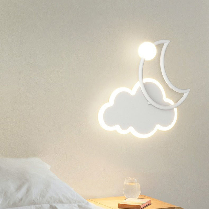 Lumendat Modern Minimalist Kids Cloud Moon Round Iron Acrylic LED Wall Sconce Lamp For Bedroom Lumendat