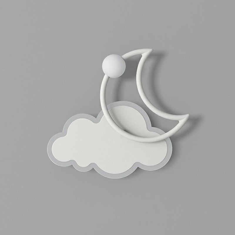 Lumendat Modern Minimalist Kids Cloud Moon Round Iron Acrylic LED Wall Sconce Lamp For Bedroom Lumendat