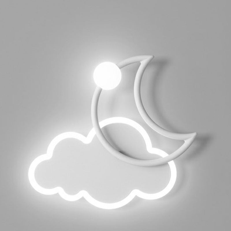 Lumendat Modern Minimalist Kids Cloud Moon Round Iron Acrylic LED Wall Sconce Lamp For Bedroom Lumendat