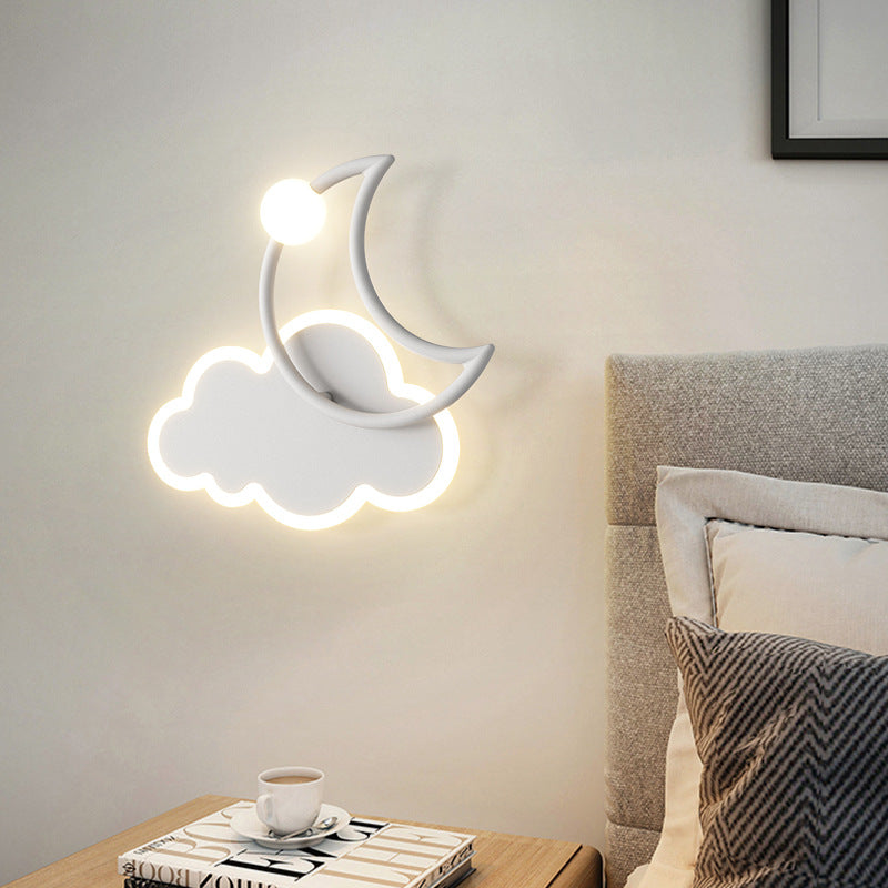 Lumendat Modern Minimalist Kids Cloud Moon Round Iron Acrylic LED Wall Sconce Lamp For Bedroom Lumendat