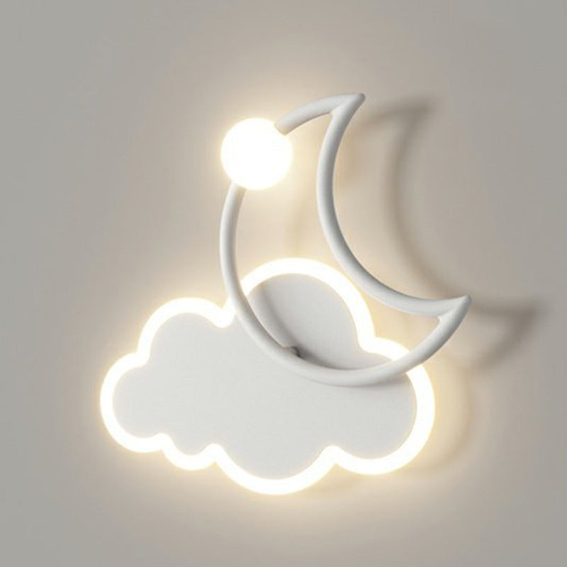 Lumendat Modern Minimalist Kids Cloud Moon Round Iron Acrylic LED Wall Sconce Lamp For Bedroom Lumendat