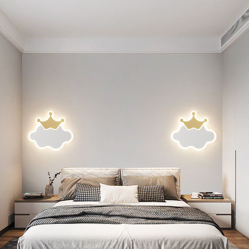 Lumendat Modern Minimalist Kids Cloud Moon Round Iron Acrylic LED Wall Sconce Lamp For Bedroom Lumendat