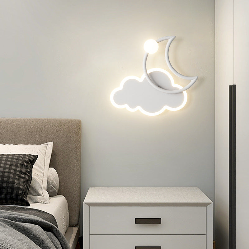 Lumendat Modern Minimalist Kids Cloud Moon Round Iron Acrylic LED Wall Sconce Lamp For Bedroom Lumendat