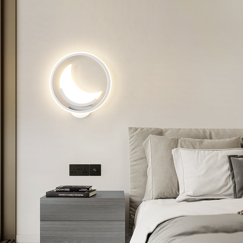 Lumendat Modern Minimalist Kids Cloud Moon Round Iron Acrylic LED Wall Sconce Lamp For Bedroom Lumendat