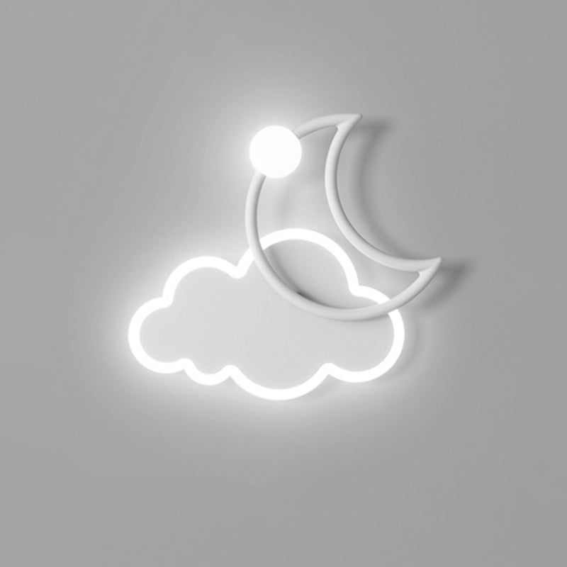 Lumendat Modern Minimalist Kids Cloud Moon Round Iron Acrylic LED Wall Sconce Lamp For Bedroom Lumendat