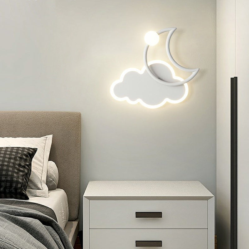 Lumendat Modern Minimalist Kids Cloud Moon Round Iron Acrylic LED Wall Sconce Lamp For Bedroom Lumendat