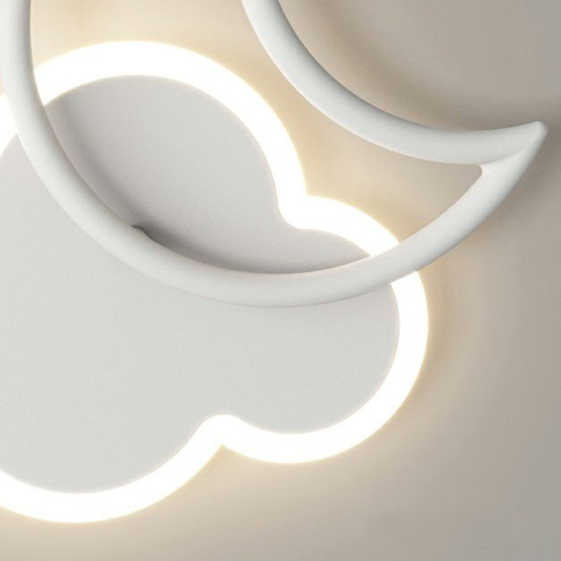 Lumendat Modern Minimalist Kids Cloud Moon Round Iron Acrylic LED Wall Sconce Lamp For Bedroom Lumendat