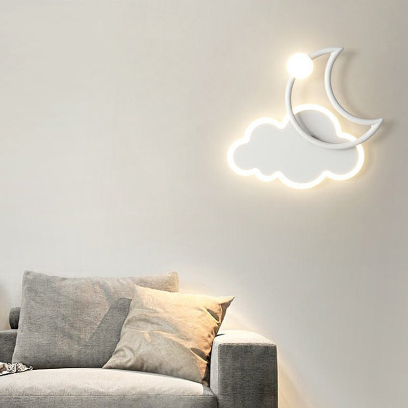 Lumendat Modern Minimalist Kids Cloud Moon Round Iron Acrylic LED Wall Sconce Lamp For Bedroom Lumendat
