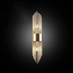 Contemporary Nordic Round Tube Long Stainless Steel Crystal 2-Light Wall Sconce Lamp For Living Room