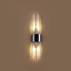 Contemporary Nordic Round Tube Long Stainless Steel Crystal 2-Light Wall Sconce Lamp For Living Room