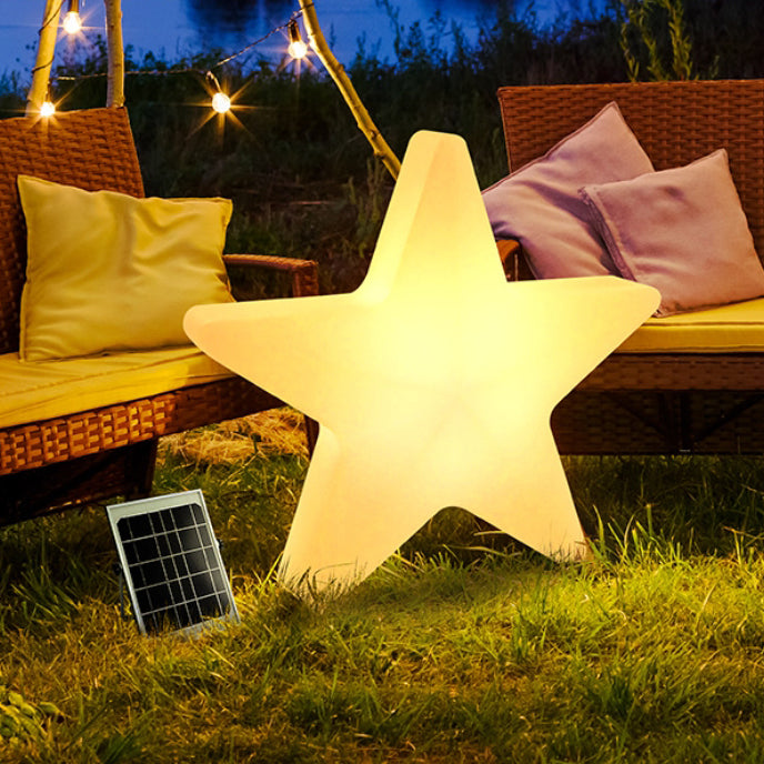 Modern Art Deco Solar Rechargeable Star PE LED Outdoor Light for Garden Lumendat
