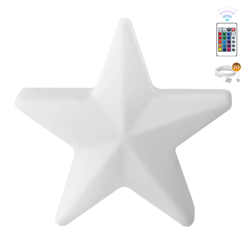 Modern Art Deco Solar Rechargeable Star PE LED Outdoor Light for Garden Lumendat