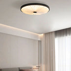 Traditional Chinese Round Pleated Iron PVC LED Flush Mount Ceiling Light For Living Room