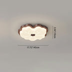 Contemporary Creative Lotus Leaf Rubberwood Base PE Shade LED Flush Mount Ceiling Light For Bedroom