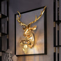 Contemporary Creative Deer Head Diamond Resin Stainless Steel Shade 1-Light Wall Sconce Lamp For Living Room