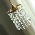 Modern Minimalist Round Crystal Shade Iron 1-Light Pendant Light For Bedroom