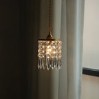 Modern Minimalist Round Crystal Shade Iron 1-Light Pendant Light For Bedroom