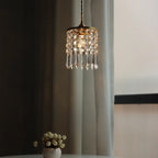 Modern Minimalist Round Crystal Shade Iron 1-Light Pendant Light For Bedroom