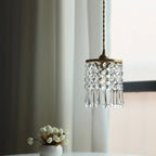 Modern Minimalist Round Crystal Shade Iron 1-Light Pendant Light For Bedroom