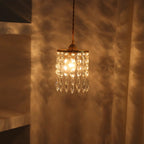 Modern Minimalist Round Crystal Shade Iron 1-Light Pendant Light For Bedroom