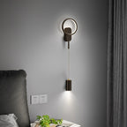 Modern Minimalist Cylinder Circle Iron Shade LED Wall Sconce Lamp For Bedroom