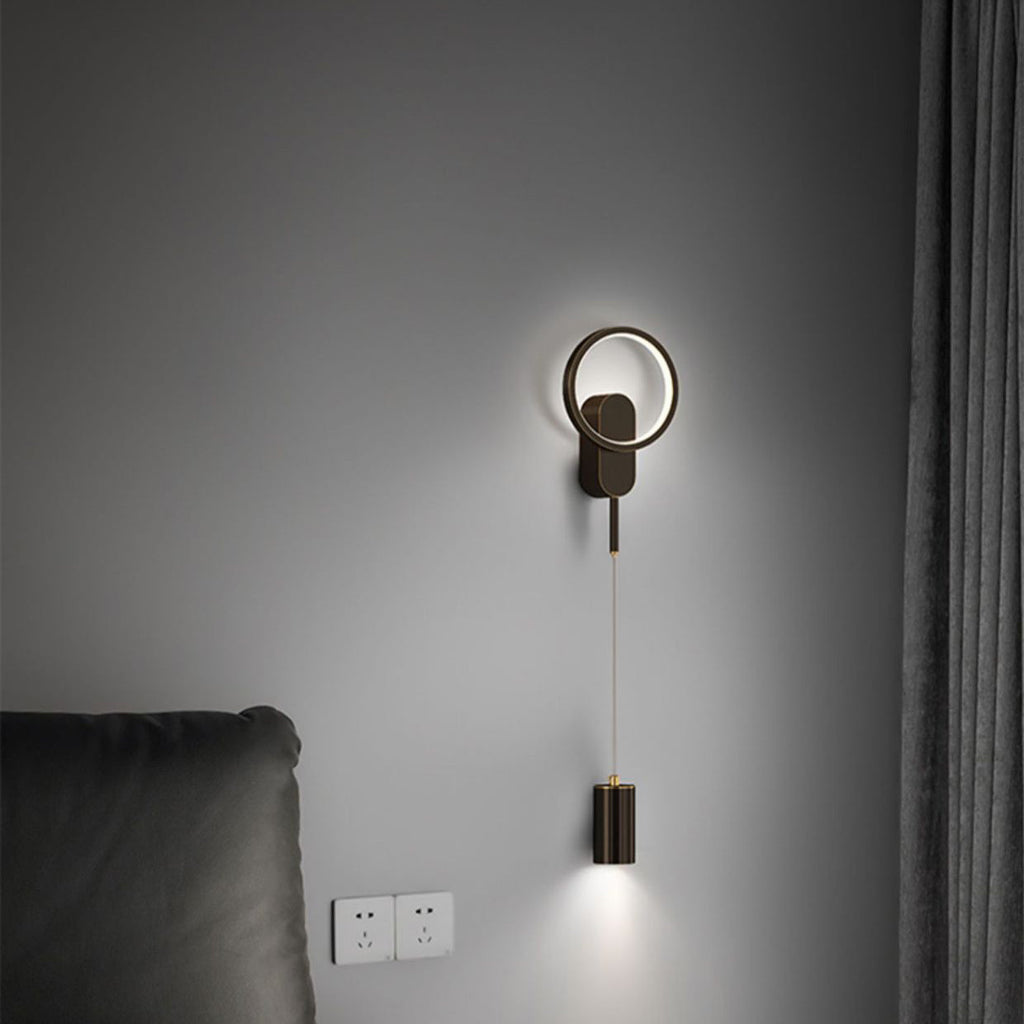 Modern Minimalist Cylinder Circle Iron Shade LED Wall Sconce Lamp For Bedroom