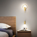 Modern Minimalist Cylinder Circle Iron Shade LED Wall Sconce Lamp For Bedroom