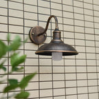 Contemporary Industrial Round Pot Lid Shape Curved Rod Iron Shade 1-Light Wall Sconce Lamp For Outdoor Patio